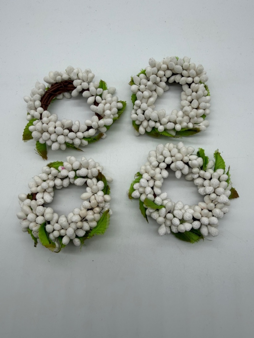 Bird Nest Napkin Holders (4) White & Green